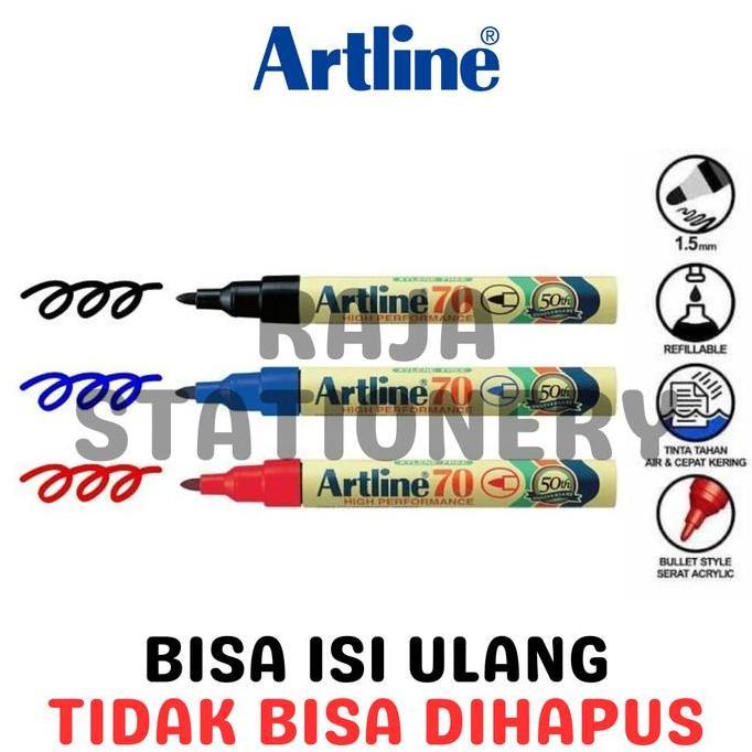 Artline Permanent Marker Black Blue Red 70 / Spidol Permanen Hitam Biru Merah Art Line 70 Tidak Bisa