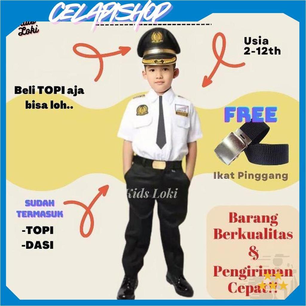 1 Set Masinis Anak seragam masinis kai. baju masinis anak costum masinis KZ Gratis Ongkir