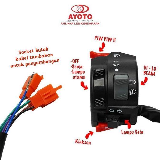livinset - SAKLAR KIRI VIXION AYOTO TIDAK PNP | TOMBOL ON/OFF & LAMPU DIM MOTOR SWITCH LAMPU VIXION 