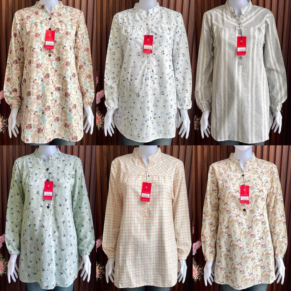 Diskon Tunik Eclo Tunik Wanita 3C Motif Kotak Kotak Tunik Wanita Bahan Katun Premium