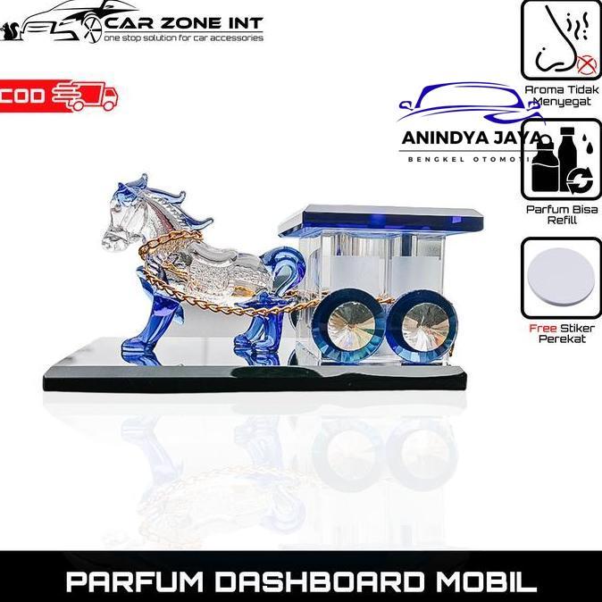 [ Car Zone Int ] Pajangan & Parfum Dashboard Mobil Model Kuda Krystal Mewah | Aroma Lembut Tahan Lam
