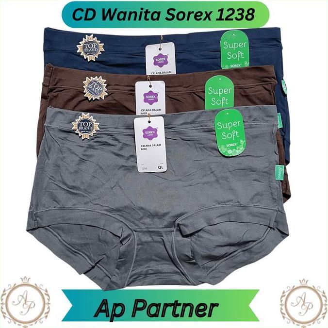 Sorex 1238 Super Soft Celana Dalam Perempuan Dewasa Bahan Polyester Polos Karet Lebar Cd Wanita Sore
