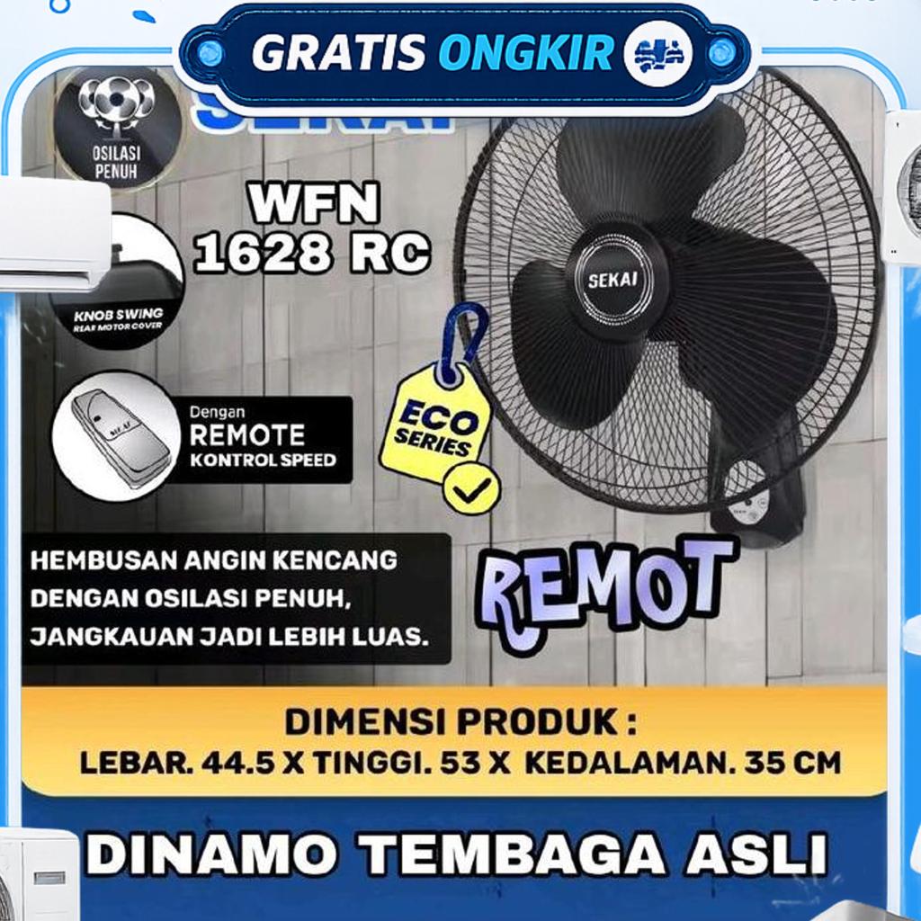 Sekai Kipas Angin Dinding Wfn1628 / Wfn1628 Rc Remot Ukuran 16Inch Wall Fan Sekai Kipas Sekai