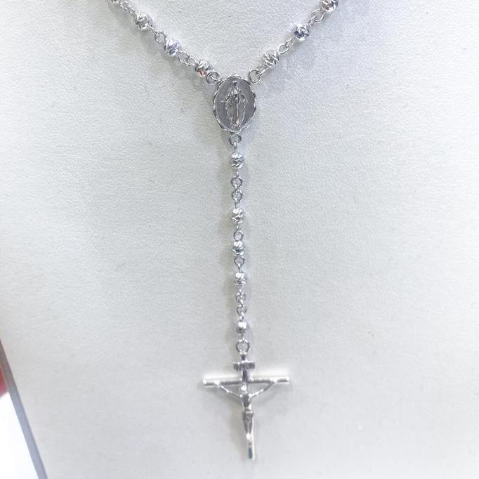 Kalung emas putih Rosario panjang 750 Bunda maria SS