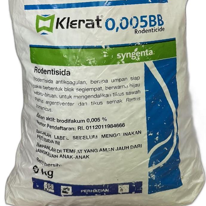 Rodentisida Klerat 0,005Bb 5 Kg Bungkus Syngenta/Racun Brodifakum 0,005% Tikus Sawah Dan Semak