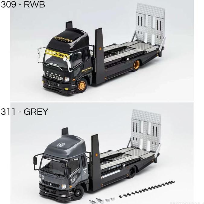 GCD 1/64 MITSUBISHI FUSO DOUBLE DECKER TRANSPORT TRUCK RWB LIVERY GREY DIECAST AS2123