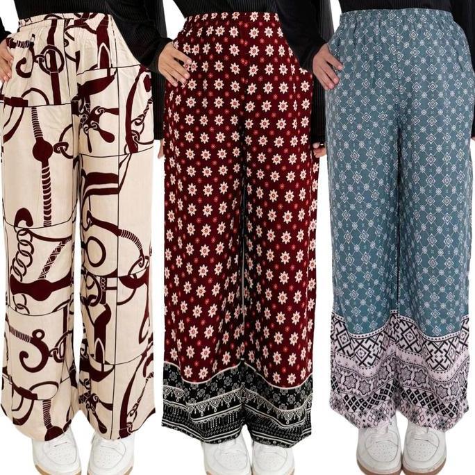 DV392 >> Celana Kulot Hommy Free Pouch  Motif Wanita Bahan Rayon Kulot Panjang Motif Adem Rayon Gari