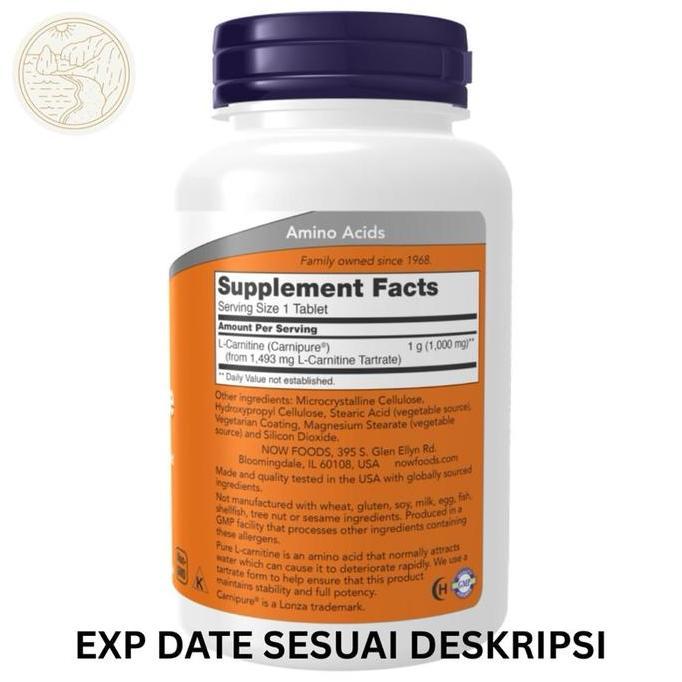 Now L-Carnitine 1000Mg 50 100 Tablets