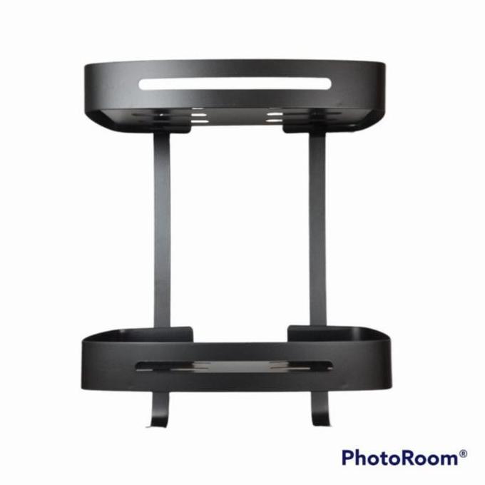 rak sabun stainless hitam 2 susun / tempat sabun stainless hitam
