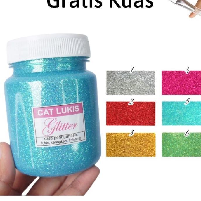 Cat Glitter Siap Pakai (165Ml) Mengkilap Untuk Lukis Kain Kulit Sepatu Kanvas Jeans Tas Baju Kaos Cl