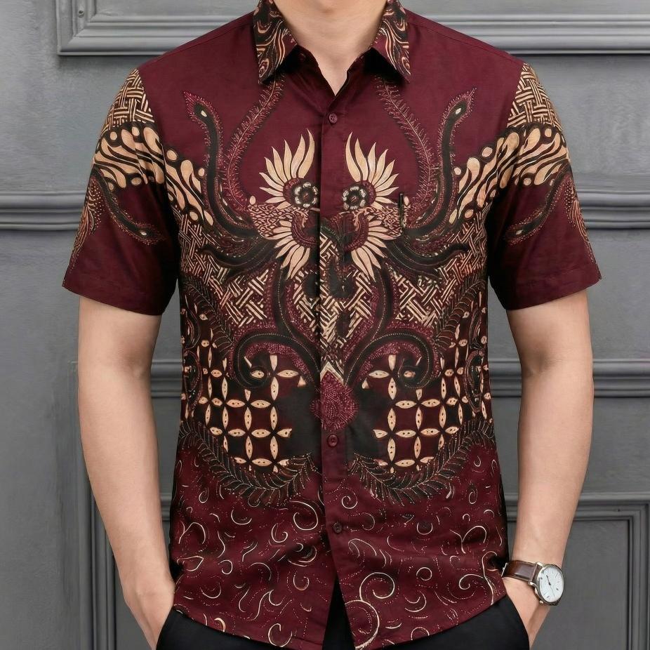 Raw And Denim Kemeja Batik Pria Lengan Pendek
