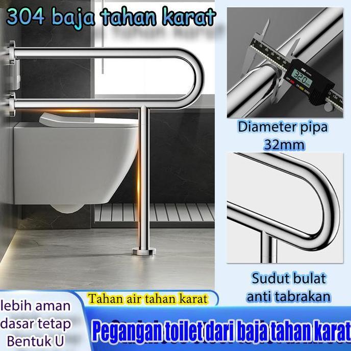 Pegangan kamar mandi Untuk Lansia Pegangan Kloset Stainless Steel Grab bar Disabilitas Lansia Anti S