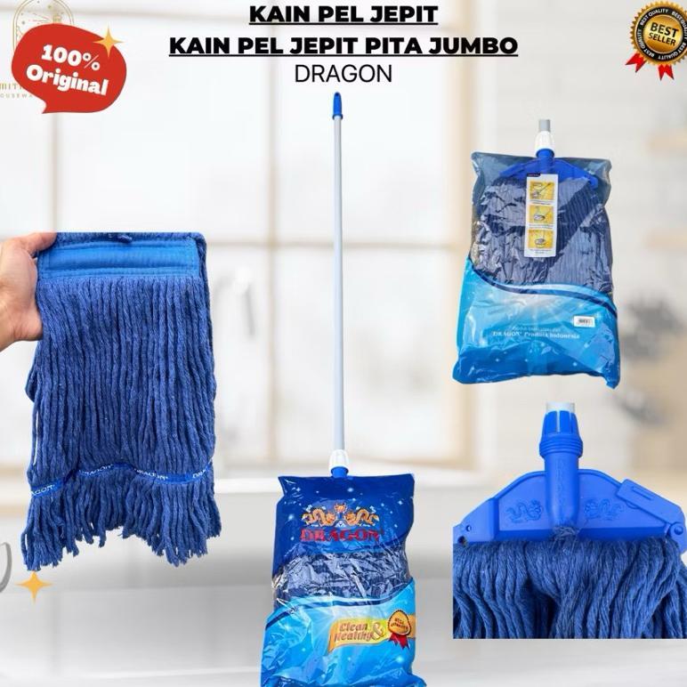 DRAGON Mop Pel Jepit Lantai Pita Jumbo Alat Pel Lantai Kain Katun