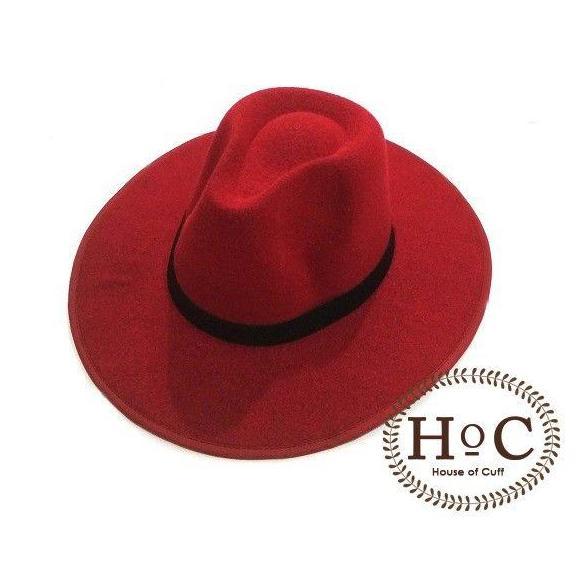 houseofcuff fedora Wide topi lebar maroon