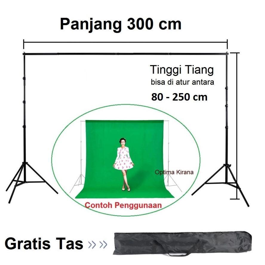 Xeni Tiang Kain Foto Green Screen Tripod Gawang Stand 3x2.5 M Back Ground Backdrop Studio Latar Bela