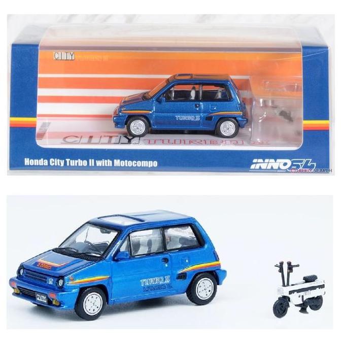 cvarhantama  / INNO64 HONDA CITY TURBO II BLUE W/ MOTOCOMPO WHITE DIECAST MOBIL INNO Diskon
