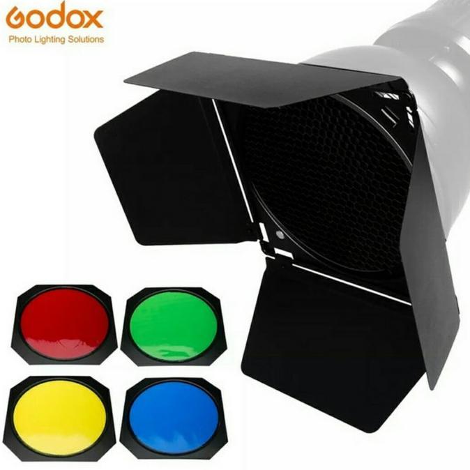 Xeni Godox BD-04 Barndoor Honeycomb Grid 4 Color Filter SL60W SK400II