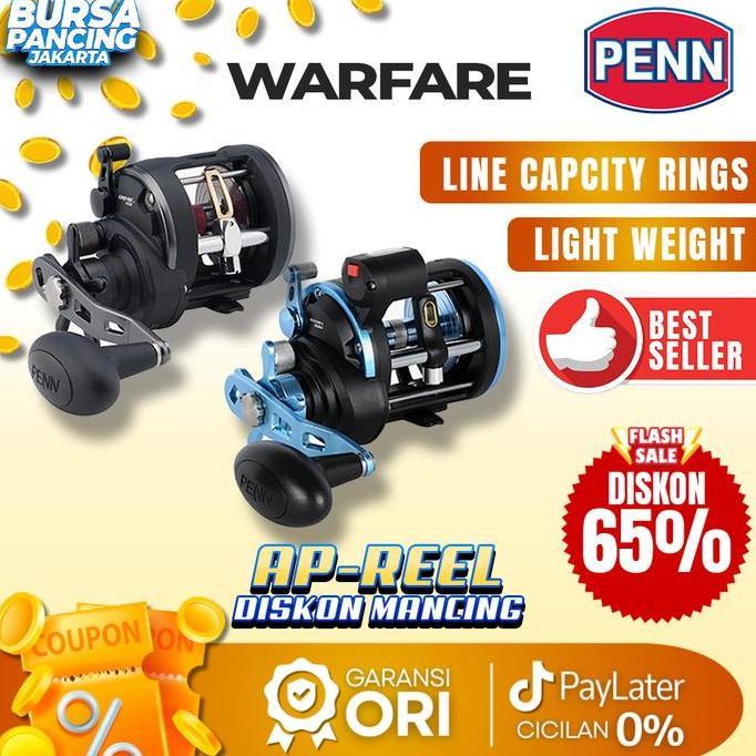 tarmijahseller - penn reel overhead warfare & warfare ii level wind 15lwlh 20lwlh handle kiri saltwa