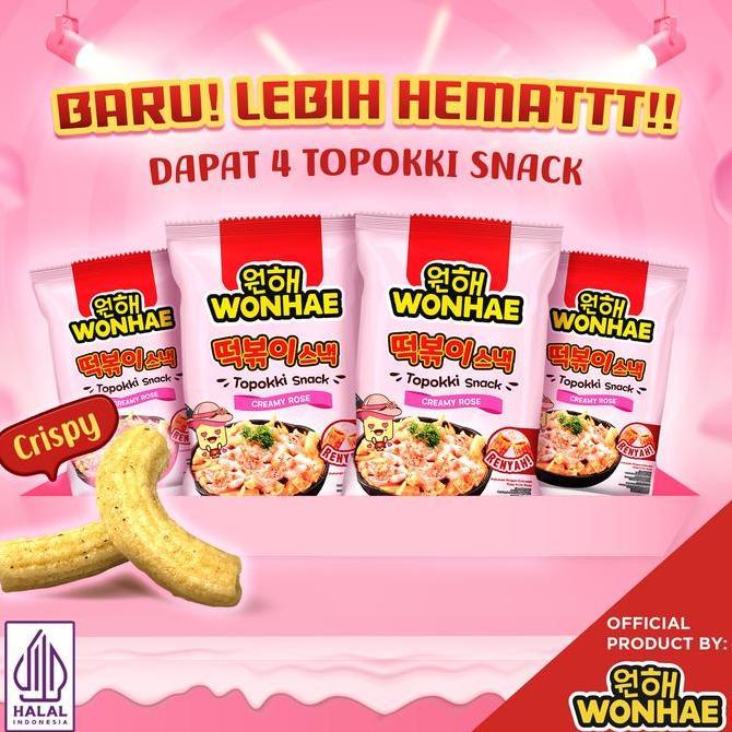PAKET ISI 4 - Mujigae by Wonhae Topokki Snack Creamy Rose 80 gr / Makanan Snack Teobokki Krim Krem R