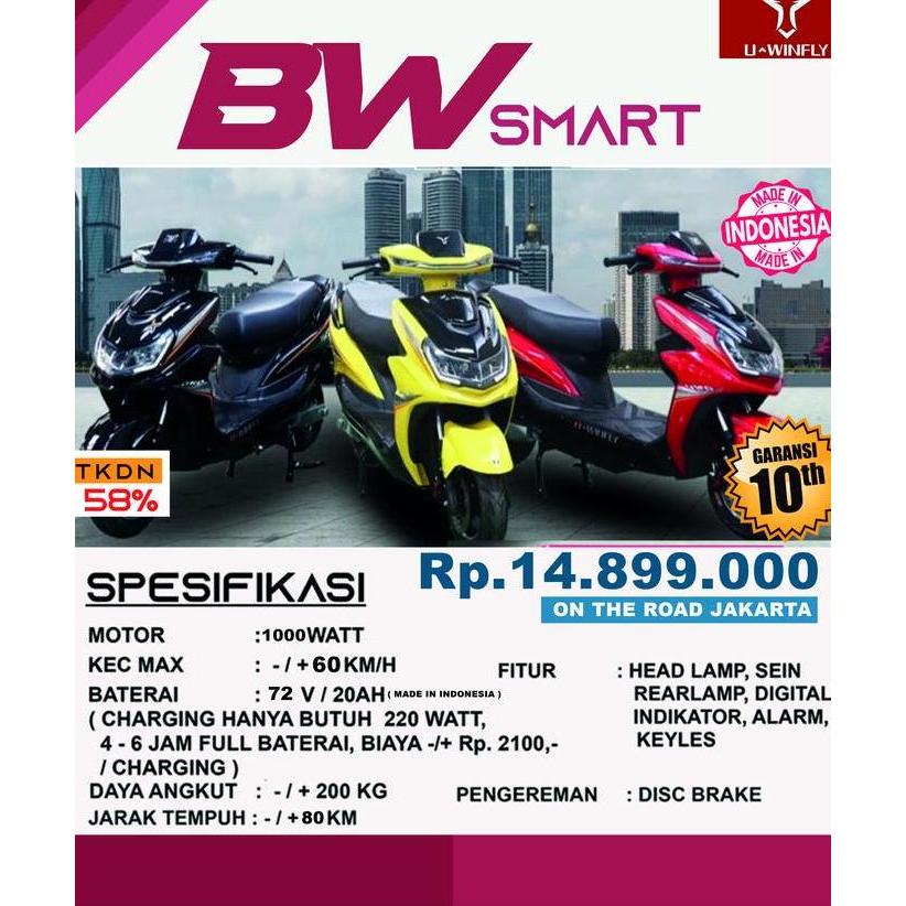 Terlaris Harga Subsidi Sepeda Motor Listrik Blue Whale Uwinfly Roda Dua 2000W