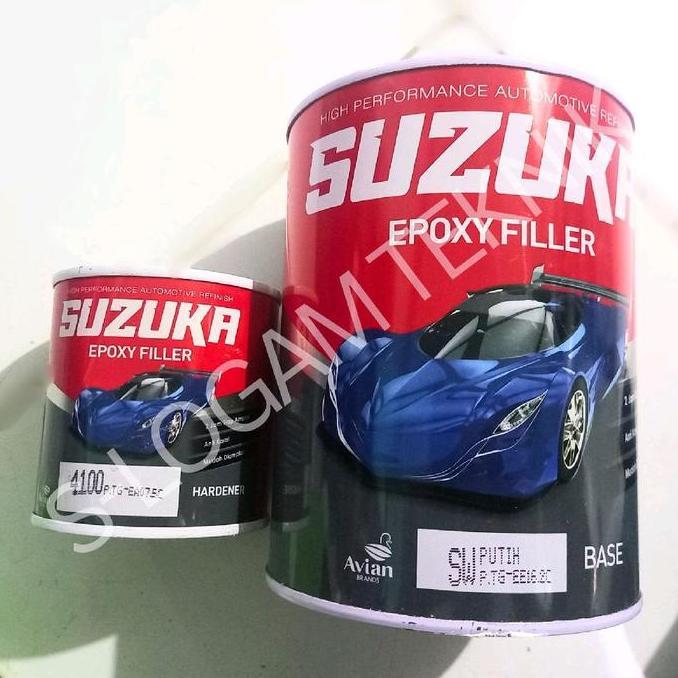 NEW Cat SUZUKA Epoxy Filler Dasar Putih 1kg Set Hardener