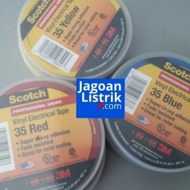 Isolasi Scotch 35 3M Vinyl Electrical Tape Isolasi Kabel Merah Biru Kuning Hijau