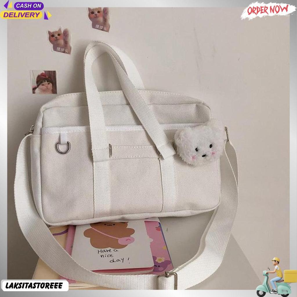 Tb-03 Tas Sekolah Jepang Selempang Wanita Import Seifuku Bag Pu Leather Putih Siap Meluncur