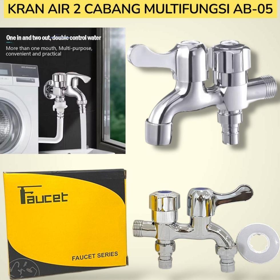 Kran Air 2 Cabang Multifungsi Ab-05/Kran Air Cabang Dinding  Kran Double Multifungsi