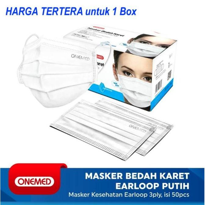 Masker Medis Karet Putih OneMed Isi 50 Pcs Masker Medis Putih