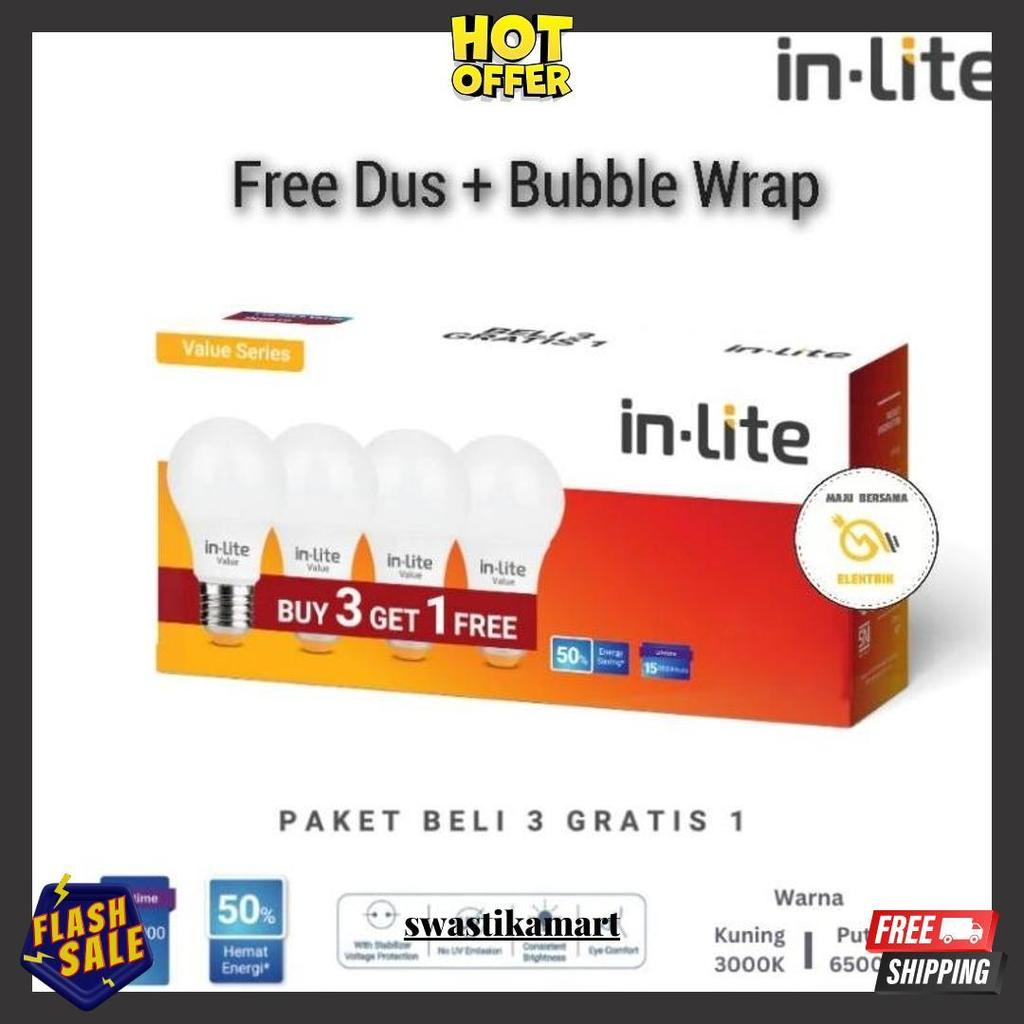 Lampu Led Inlite  3 Gratis 1 / Bohlam Inlite  Led 3 Free 1 / In Lite Paket Beli 3 + 1/ 5Watt / 7Watt