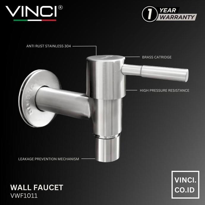 Danssvaganza - VINCI Keran Air Tembok Kran Dinding Stainless Wall Faucet Stainless