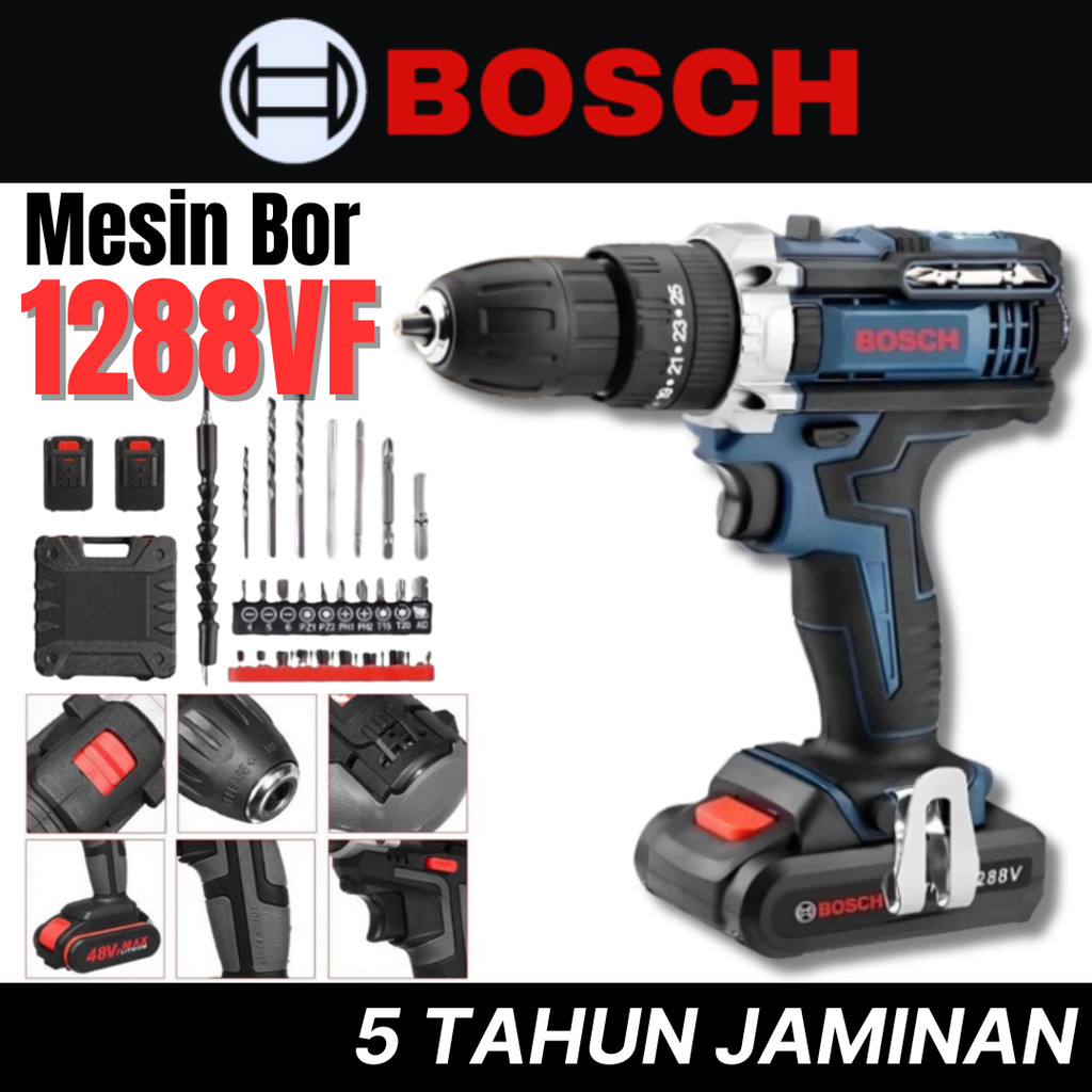 BOSCH 1288V Mesin Bor Baterai 2 in 1 Tangan Cordless Drill Battery Bor Cordless Power Drill Kit Full