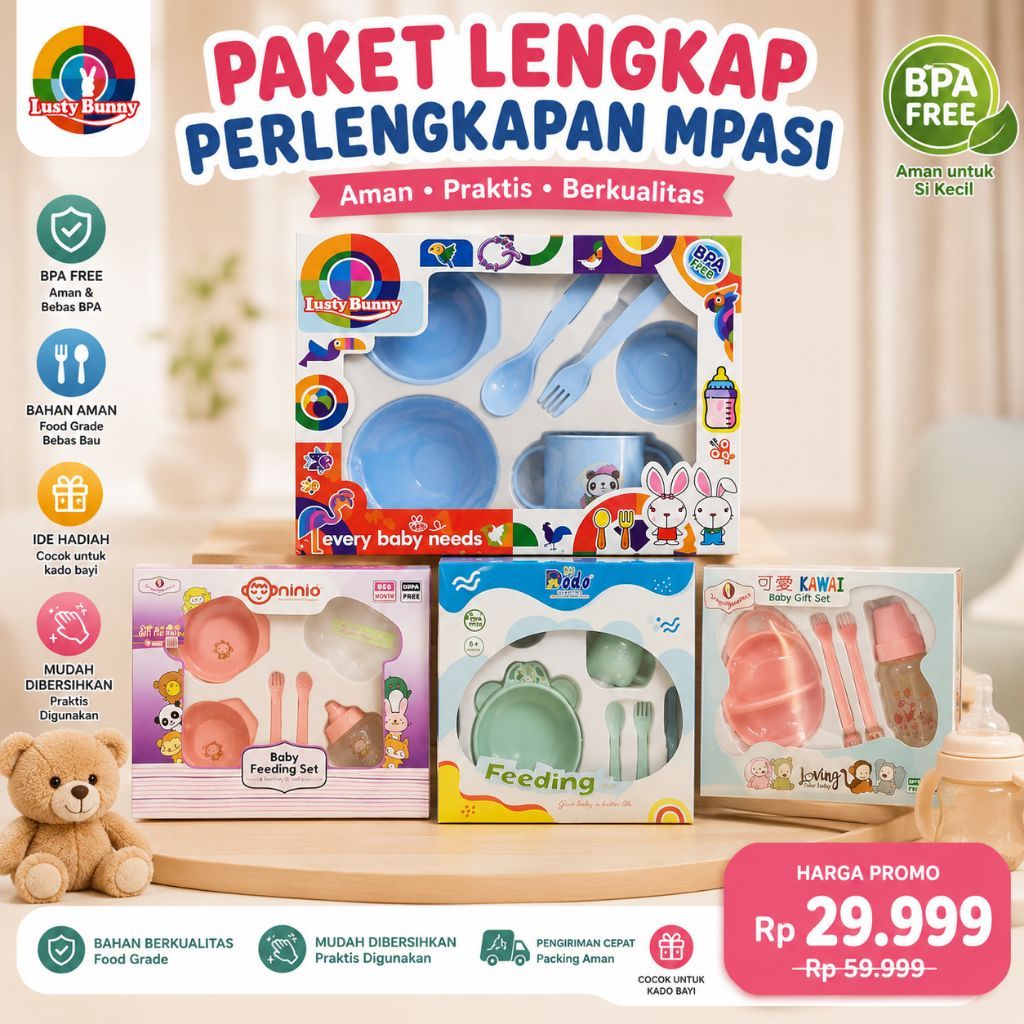 PERLENGKAPAN MPASI BPA FREE BABY GIFT SET / BABY FEEDING SET / NINIO MOMS BEST CHOICE / SET TEMPAT M