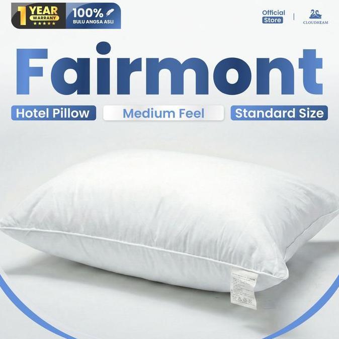 Bantal Bulu Angsa Asli Hotel Fairmont (50cm x 70cm) | Medium Feel - Garansi 1 Tahun Anti Kempes