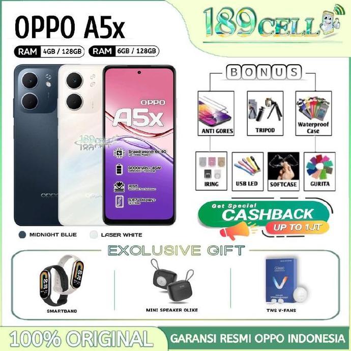 Comunicazione- Oppo A5X Ram 4/128Gb - Oppo A5 X Snapdragon 6S 4G Gen1 Mobile Platform Garansi Resmi 