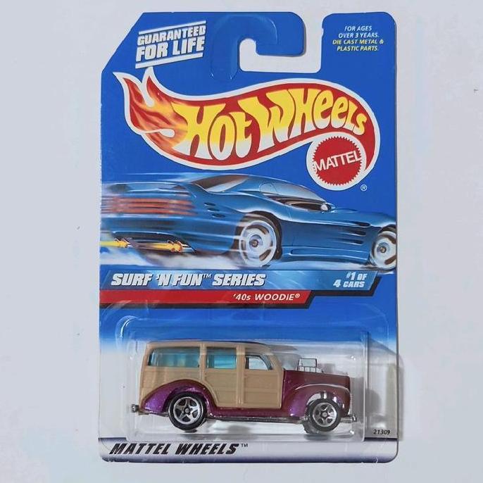 HOT WHEELS 40S WOODIE 40 WOODY UNGU 1999 SURF N FUN SERIES BASE BESI FUN99