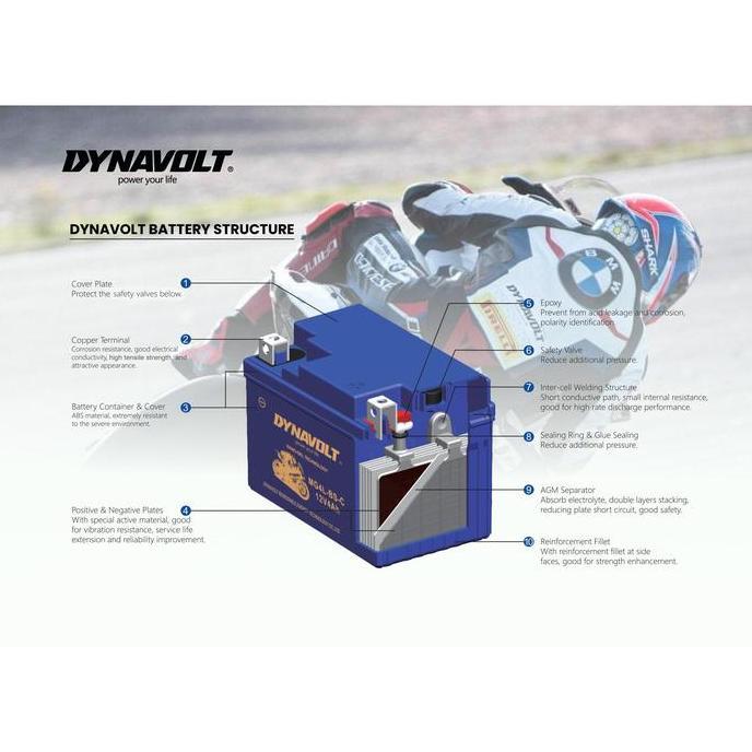 periperwy / DYNAVOLT Aki Motor Yamaha T-Max 500, dll | Nano-Gel MG12A-BS-C | 10 AH 155-265 CCA Disko