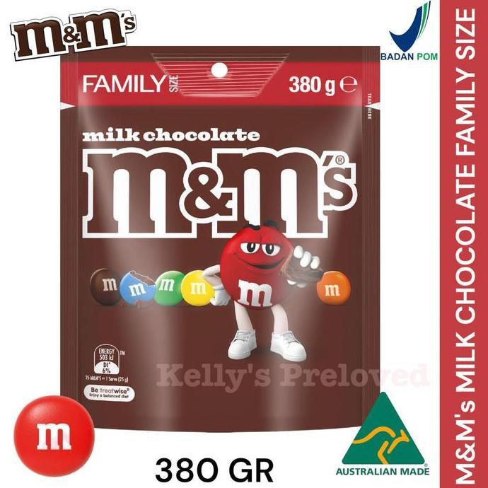 M&M'S FAMILY SIZE 380 GR | M&M MILK CHOCOLATE CANDIES | COKLAT MNM AUSTRALIA