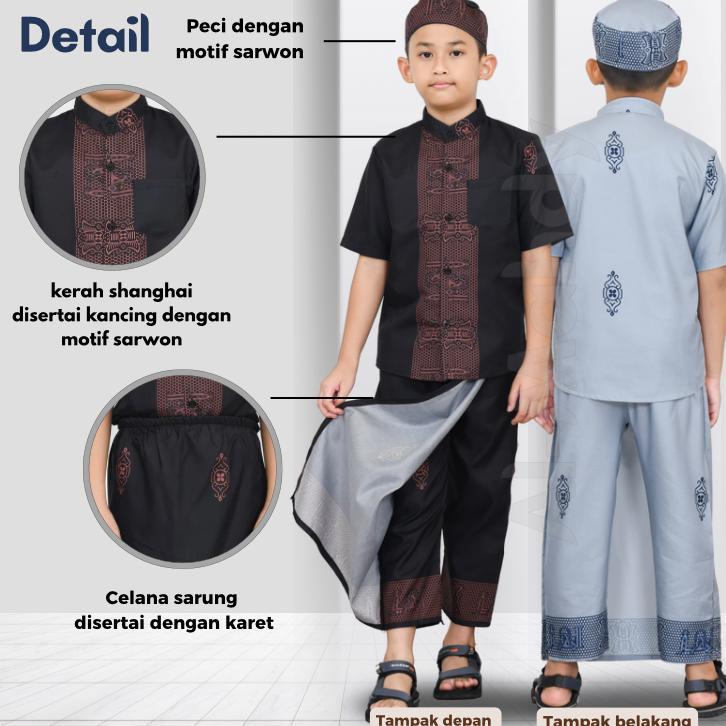 Terbaru Setelan Baju Koko Anak Laki-Laki Muslim Terbaru Model Batik Sarkoci Usia 2 - 10 Tahun