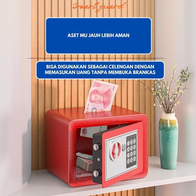 [100% BESI] LENO Brankas Mini Besi Digital Sistem PIN Dengan Lapisan Besi Tebal Brankas Uang Pribadi