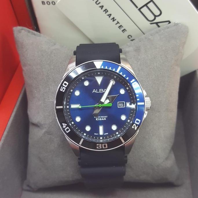 ALBA Original Jam Tangan Pria Strap Karet Hitam AG8K17X1 Original