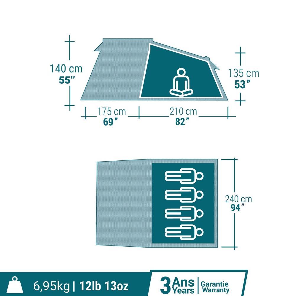 Promo Decathlon Quechua Tenda Kemah Mh100 Ukuran Xxl Kapasitas 4 Orang - 8755590