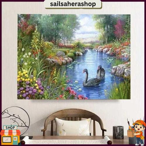 Cross Stitch Pattern Kristik Modern Paket Kristik Orchid Cross Stitch Custom Ukuran Besar 40X50Cm Ha