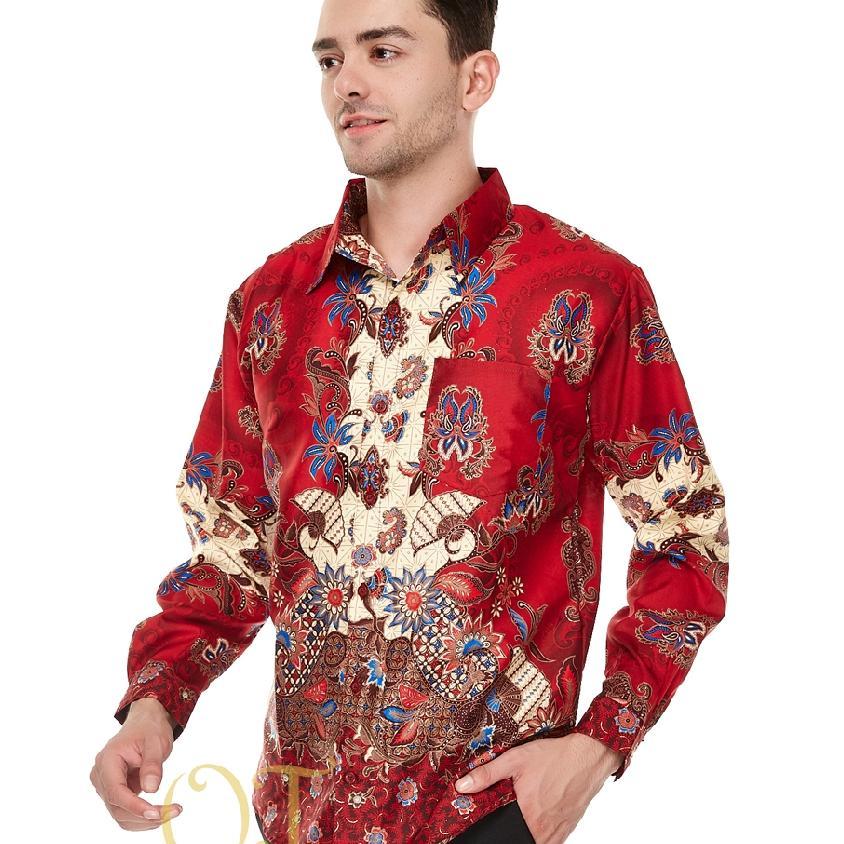 [Batik Pandawa Ot] Kemeja Batik Formal Pria Satin Velvet Gliter