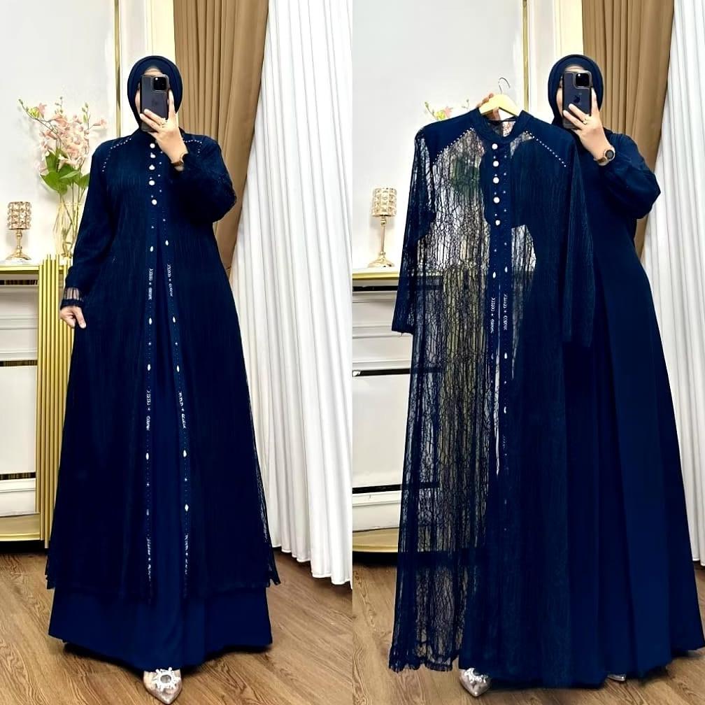 Best Seller Gamis Jumbo Wanita Terbaru Violla Set Dress Bl Bahan Ceruty Baby Doll Mix Brukat Aplikas