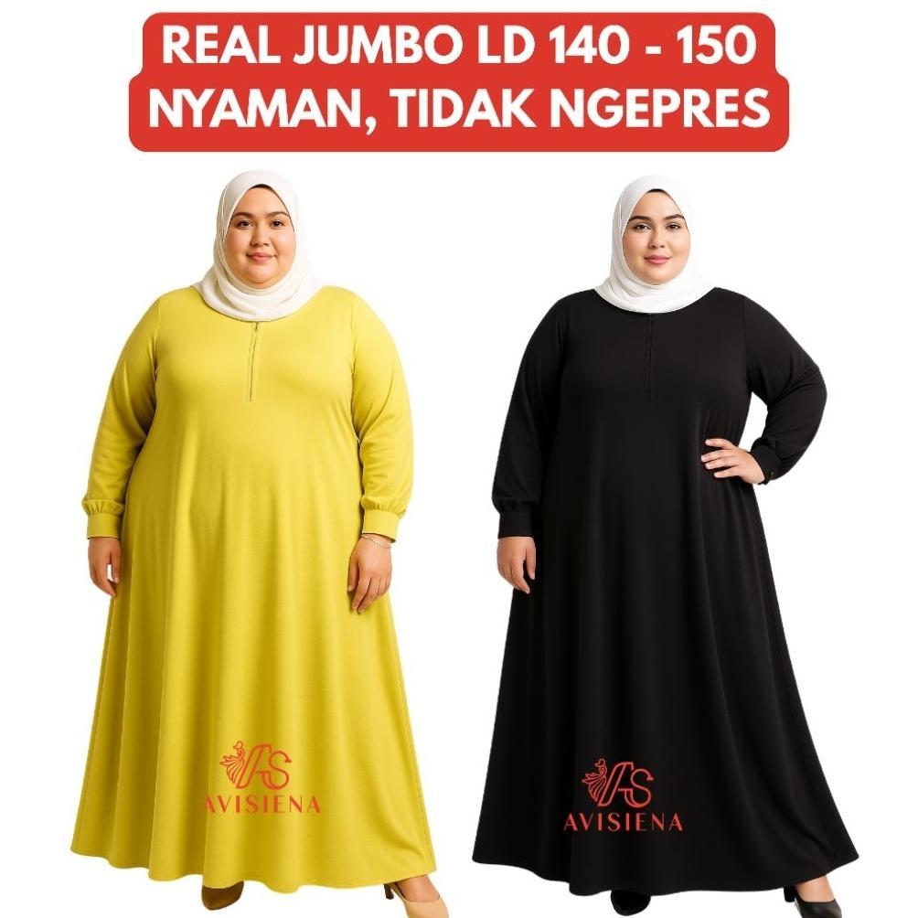 Diskon Avisiena - Ld 140 Ld 150 Gamis Jumbo Melar Polos Jersey] Gamis Jumbo 7L Dress Jersi