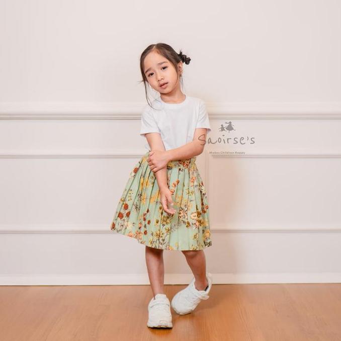 SAOIRSE'S Rose - Rok Pendek Anak Perempuan 2-9 Tahun Motif Bunga Vintage Korean Pleated Mini Skirt