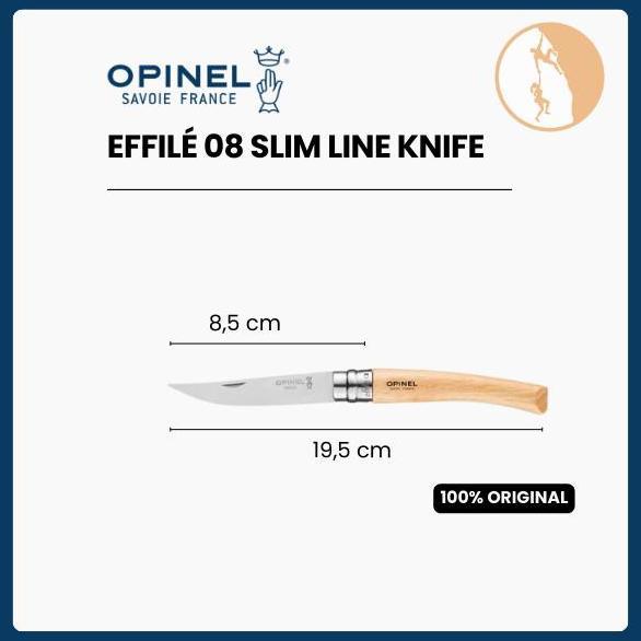 Opinel Effil 08 Slim Line Knife - Beechwood Handle/Stainless Steel