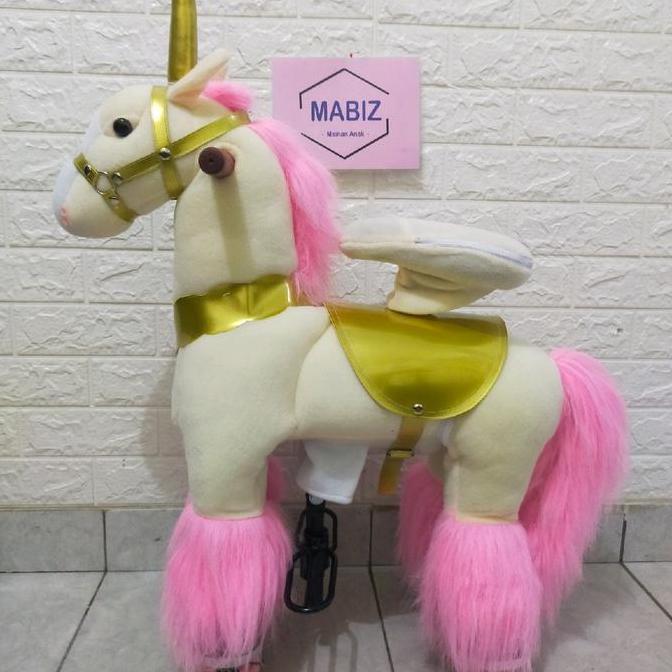 kuda gowes unicorn  krem bulu pink ukuran S Mainan Anak