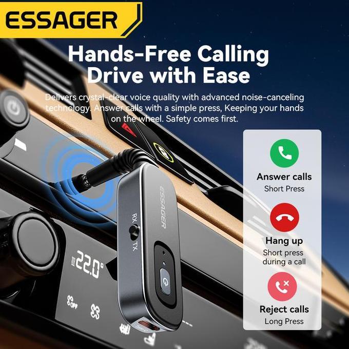 Essager Bluetooth 5.1 Adapter Receive (RX)/Transmit (TX) signals Two in one Bluetooth Receiver Trans